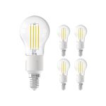 Voordeelpak 5x Calex Smart Tuya Wifi E14 Kogel 4.5W 450lm - 818-830 Afstembaar Wit | Dimbaar - Vervangt 40W 