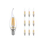 Voordeelpak 10x Noxion Lucent LED E14 gebogen punt Kaars Filament Helder 4.5W 470lm - 827 Zeer Warm Wit | Dimbaar - Vervangt 40W