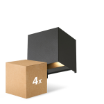 Voordeelpak 4x D'Lite Wandlamp Elingen Zwart Up & Down 4.9W 480lm - 830 Warm Wit | IP65
