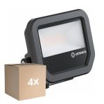 Voordeelpak 4x Ledvance LED Floodlight Aluminium Zwart 8W 1200lm 100D - 840 Koel Wit | IP66 - Symmetrisch