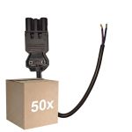 Voordeelpak 50x Noxion GST - Compatibel Voedingskabel Zwart - Mannelijk + Open uiteinden - 0,3m - 2 pole 0,75mm2