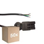 Voordeelpak 50x Noxion GST - Compatibel Voedingskabel Zwart - Mannelijk + Open uiteinden - 3m - 3 pole 0,75mm2