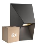 Voordeelpak 6x Nordlux Pontio Wandlamp Aluminium Zwart | IP54 - Geschikt Voor 1x GU10