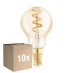 Voordeelpak 10x Eglo LED Kogel E14 Filament Amber 4W 145lm - 820 Zeer Warm Wit | Dimbaar - Vervangt 15W