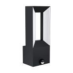Eglo Wandlamp Riforano Aluminium Zwart 5W 550lm - 830 Warm Wit | IP44 - Bewegingssensor