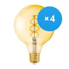 Voordeelpak 4x Osram Vintage 1906 LED E27 Globe Filament Goud 125mm 5W 250lm - 820 Zeer Warm Wit | Vervangt 25W