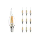 Voordeelpak 10x Noxion Lucent LED E14 gebogen punt Kaars Filament Helder 4.5W 470lm - 827 Zeer Warm Wit | Dimbaar - Vervangt 40W