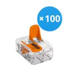 Voordeelpak 100x Wago 221-412 Lasklem Verbindingsstuk| 2 Kabel Aansluiting