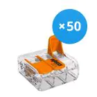 Voordeelpak 50x Wago 221-413 Lasklem Verbindingsstuk| 3 Kabel Aansluiting