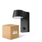 Voordeelpak 4x D'Lite Wandlamp Lira Zwart 7W 600lm 830 Warm Wit | IP54 - Bewegingssensor