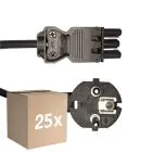Voordeelpak 25x Noxion GST - Compatibel Voedingskabel Zwart - Vrouwlijk + Schuko Europlug - 2m - 3 pole 0.75mm2