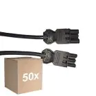 Voordeelpak 50x Noxion GST - Compatibel Verlengkabel Zwart - Mannelijk + Vrouwlijk - 1,5m - 3 pole 1,5mm2