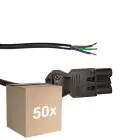 Voordeelpak 50x Noxion GST - Compatibel Voedingskabel Zwart - Mannelijk + Open uiteinden - 0,3m - 3 pole 0,75mm2