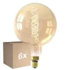 Voordeelpak 6x Calex XXL Mega Goud Globe LED E27 G200 Filament 3W 250lm- 822 Zeer Warm Wit | Dimbaar