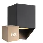 Voordeelpak 6x Nordlux Nico Wandlamp Vierkant Aluminium Zwart | Geschikt voor 1x GU10
