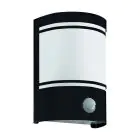 Eglo Wandlamp Cerno Staal Zwart | IP44 - Geschikt voor 1x E27 - Bewegingssensor